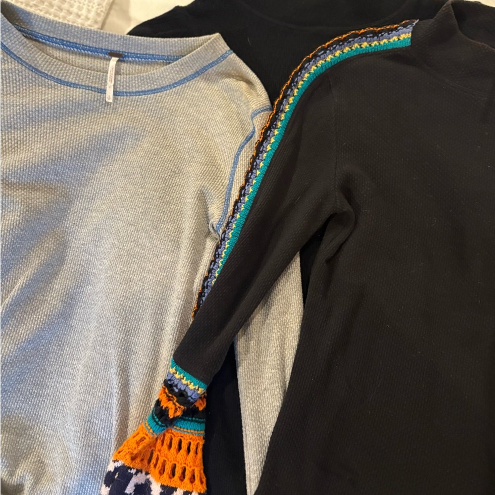 Free People 3 Henley T-Shirts Long Sleeve XS S
